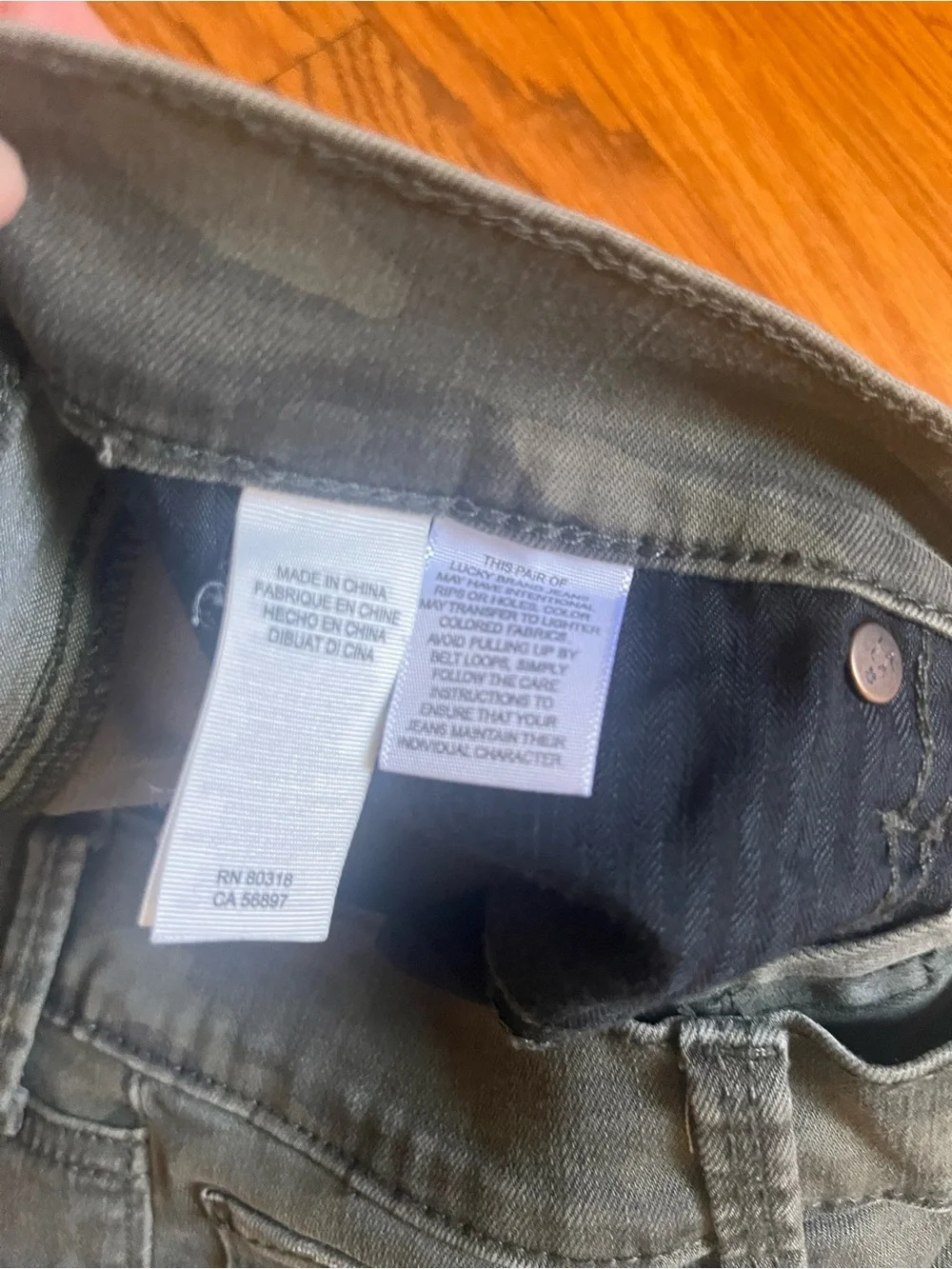 Lucky Brand Brooke Legging Jean in Olive Camo